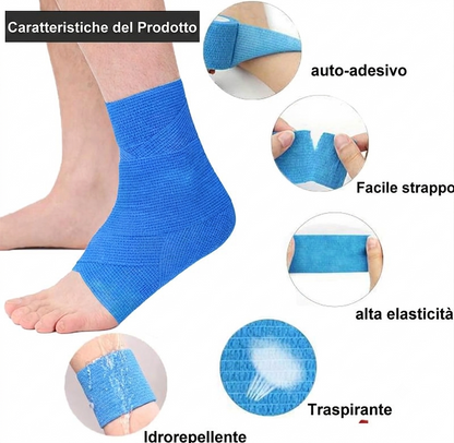 Confezione da 10 - Supporto Elastico Traspirante per Caviglia e Gomito, Autoadesivo