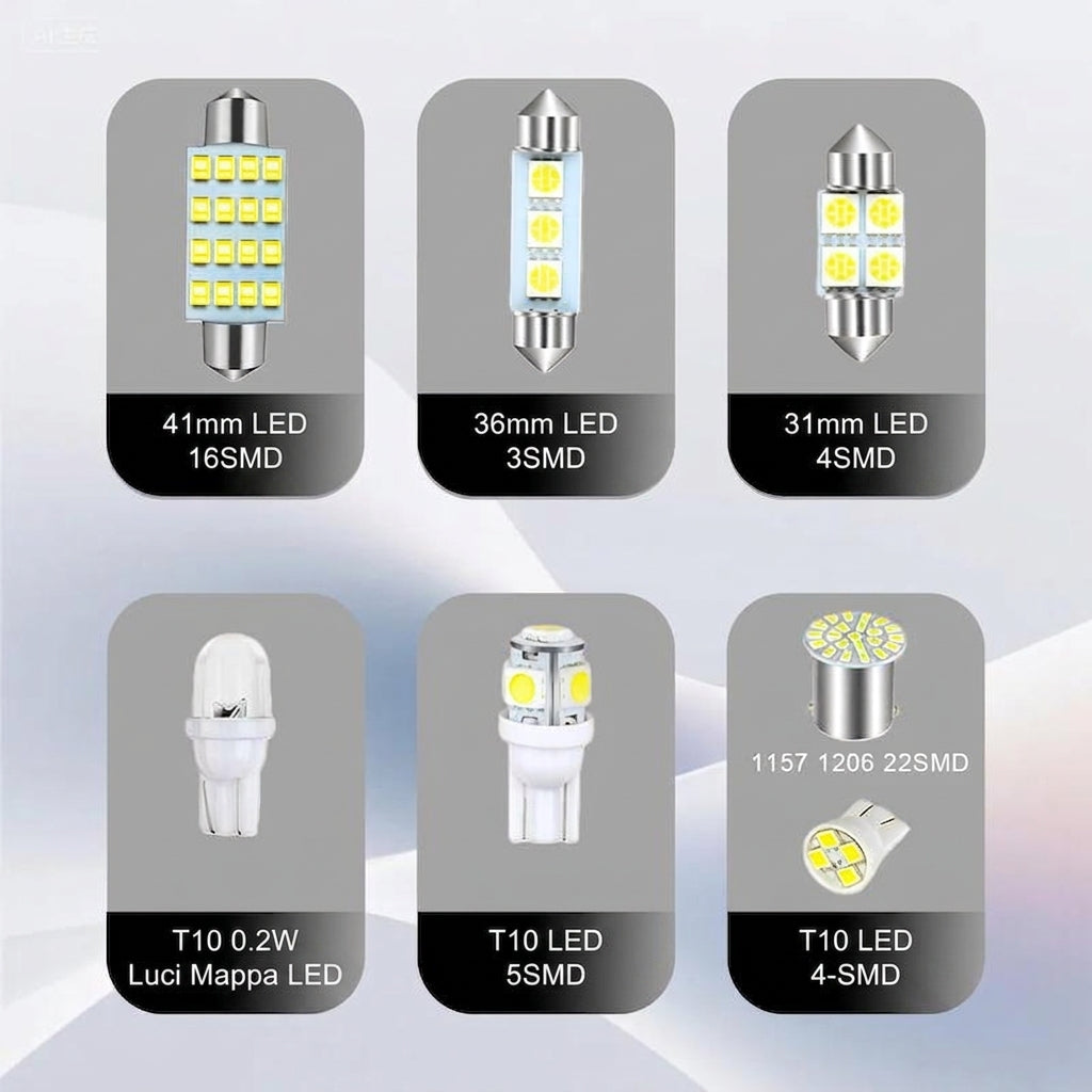 Confezione da 42 - Illuminazione Interna Auto Kit LED Alta Luminosità 12V