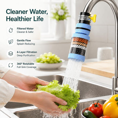 Filtraggio Acqua Pulita Filtro Rubinetto 6 Strati Girevole
