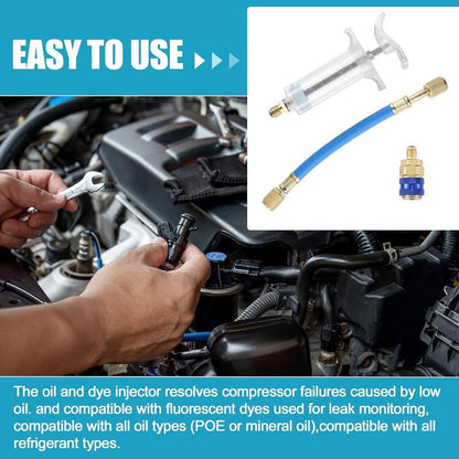 Iniettore Manuale Olio e Colorante per Compressori Auto Rapido