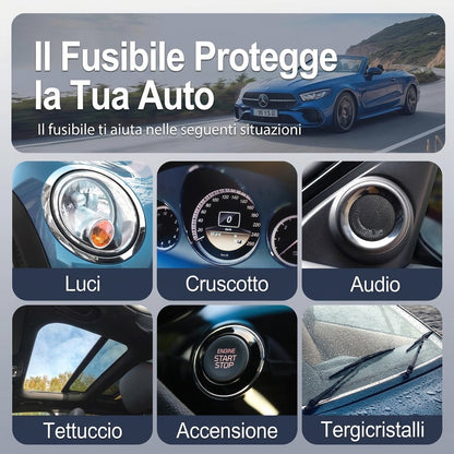 Confezione da 300 - Protezione Elettrica Kit Fusibili Auto Mini Lama con Estrattore