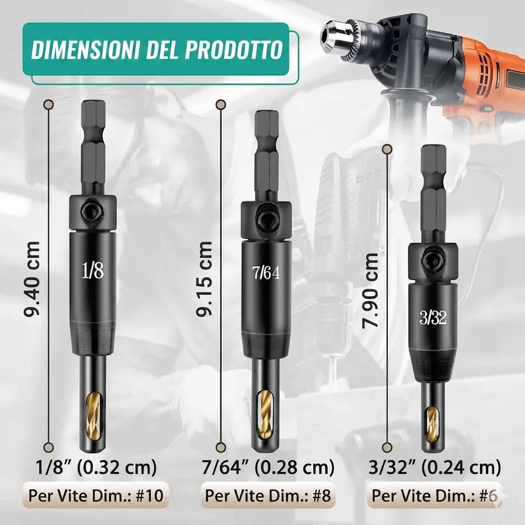 Alta Precisione Set Punte Trapano Auto-Centranti Acciaio Duro