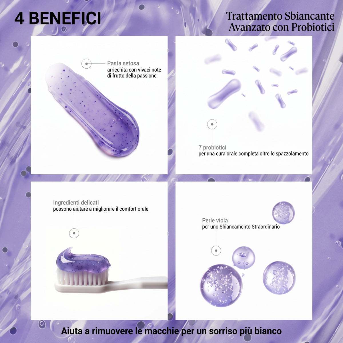 Sbiancante Dentifricio con 7 Probiotici Formula Viola Potenziata