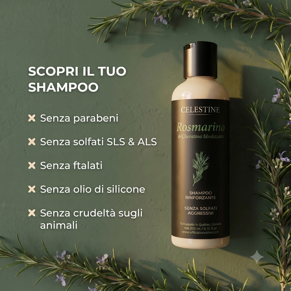 Celestine Shampoo al Rosmarino & Cheratina