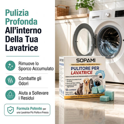 Confezione da 12 - Neutralizza Odori Pulitore Lavatrice Pet-Friendly 12 Compresse