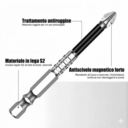 (Confezione da 9) - Resistenza All’Impatto Punta Avvitatore Antiscivolo Magnetica