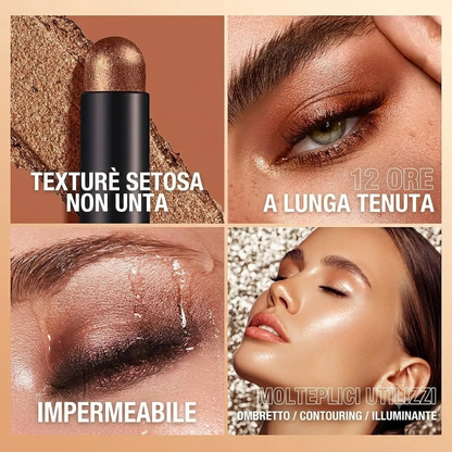 Ombretti Mat e Luminosi in Stick 8 Pezzi Waterproof Pigmentati