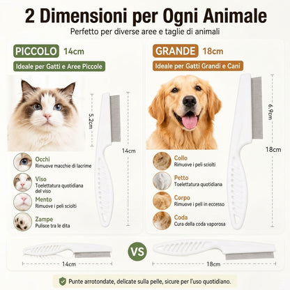 Rimozione Pelo Antipulci Pettine in Acciaio Inox per Animali