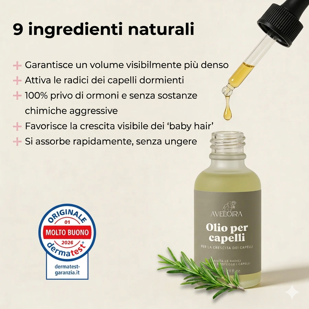 Olio vegano per capelli per una crescita rapida