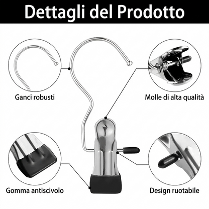 Organizzazione Salvaspazio Ganci Appendiboots in Acciaio Inox