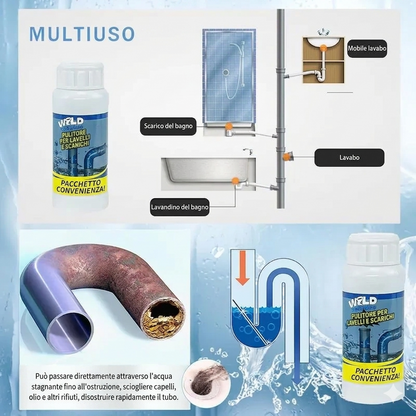 (Confezione da 2) - Sbloccante Tubature per Cucina e Bagno con Azione Battericida
