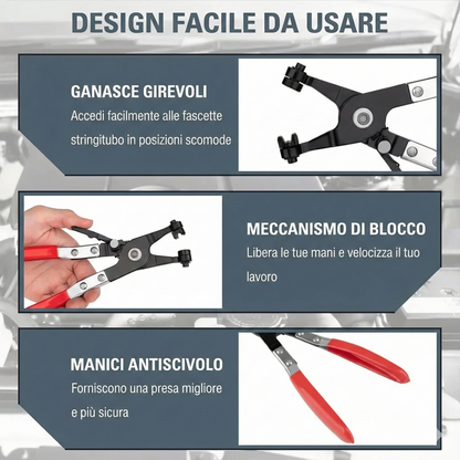 Set di pinze per fascette stringitubo - a braccio lungo (9 pezzi)