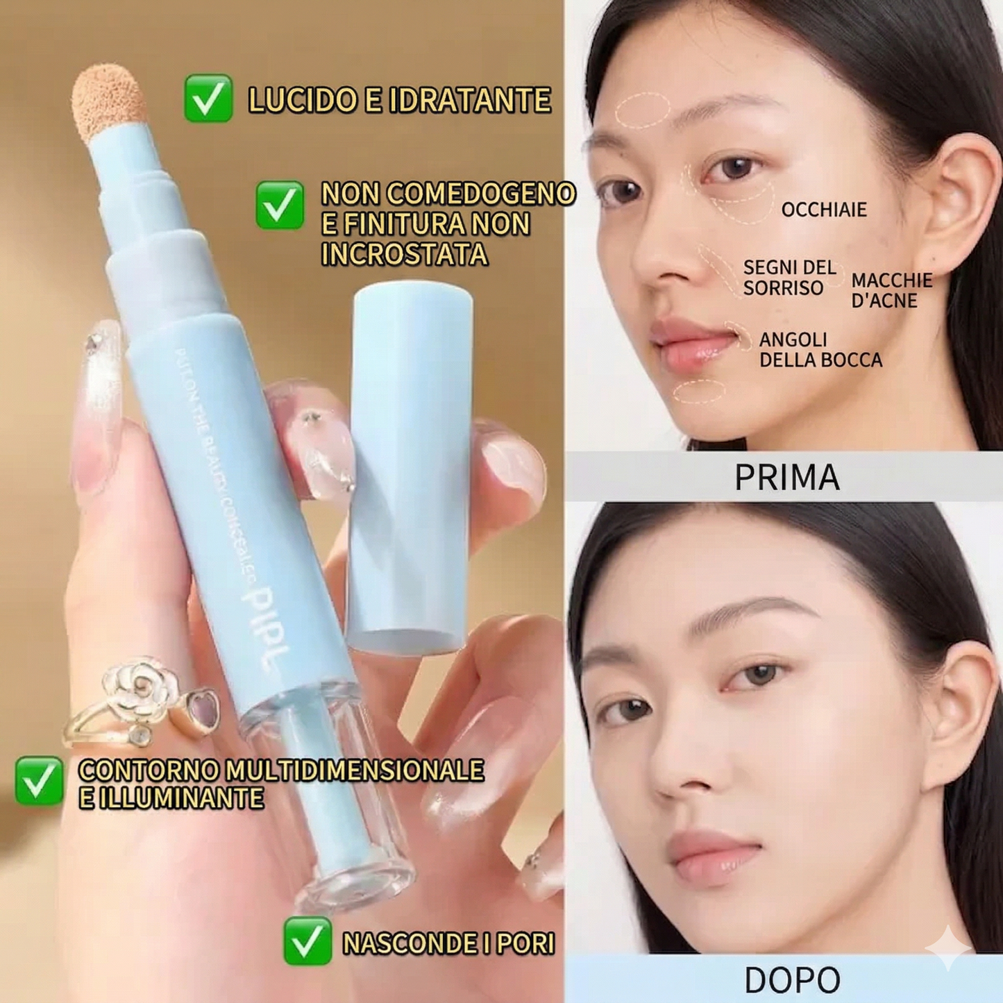 PIPL Dual Concealer and Foundation – 2-in-1 a Lunga Tenuta (24h)