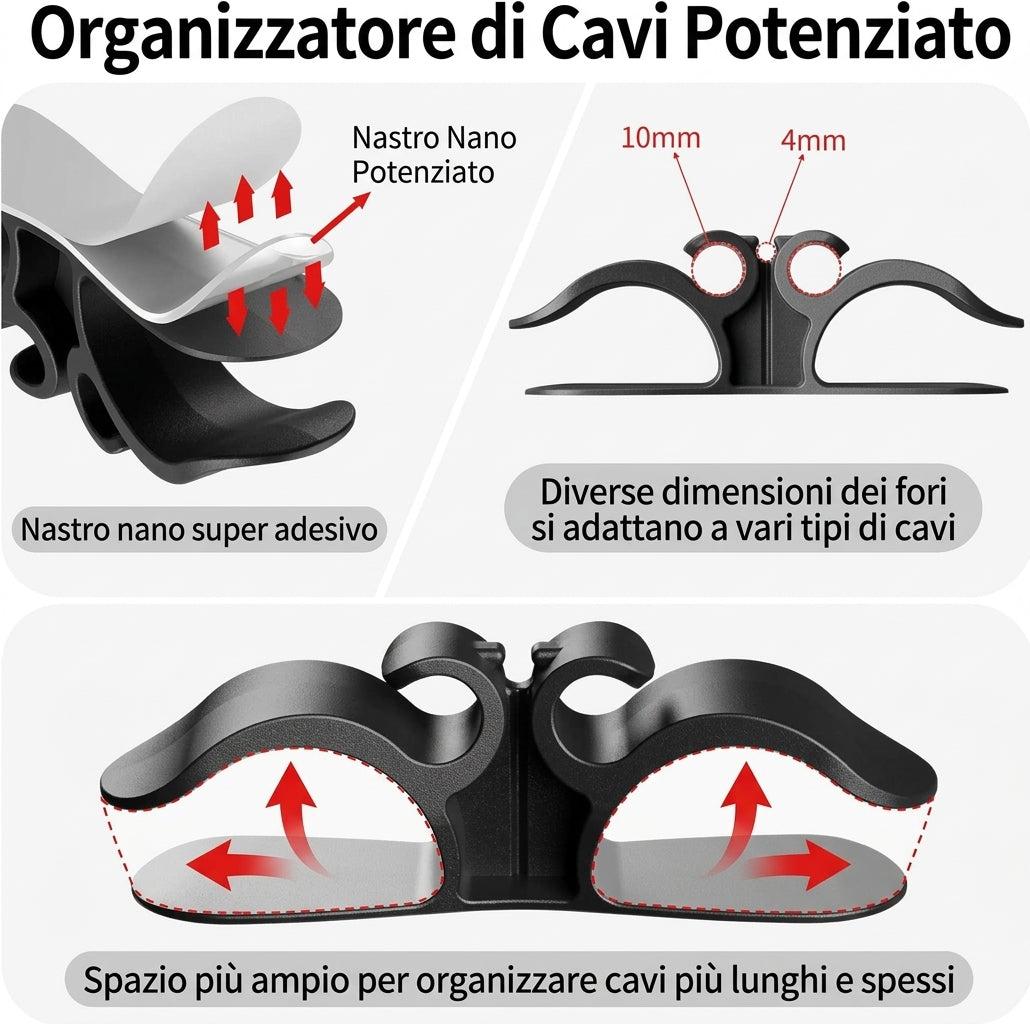 Organizzatore Cavi Cucina con Ganci Silicone e Colla 3M