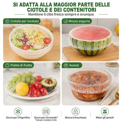 Coperture Elastiche Monouso per Alimenti, 100 Pezzi Sicure
