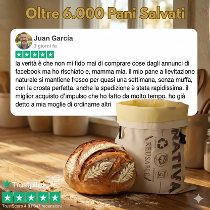 Sacchetti per il pane di alta qualità, realizzati al 100% in cotone e cera d'api.