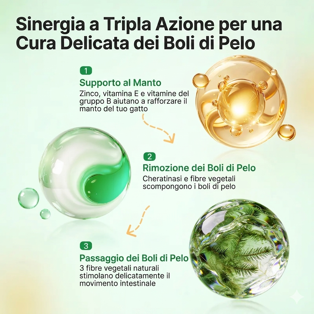 Controllo Palline di Pelo Snack per Gatti con Erba d'Orzo