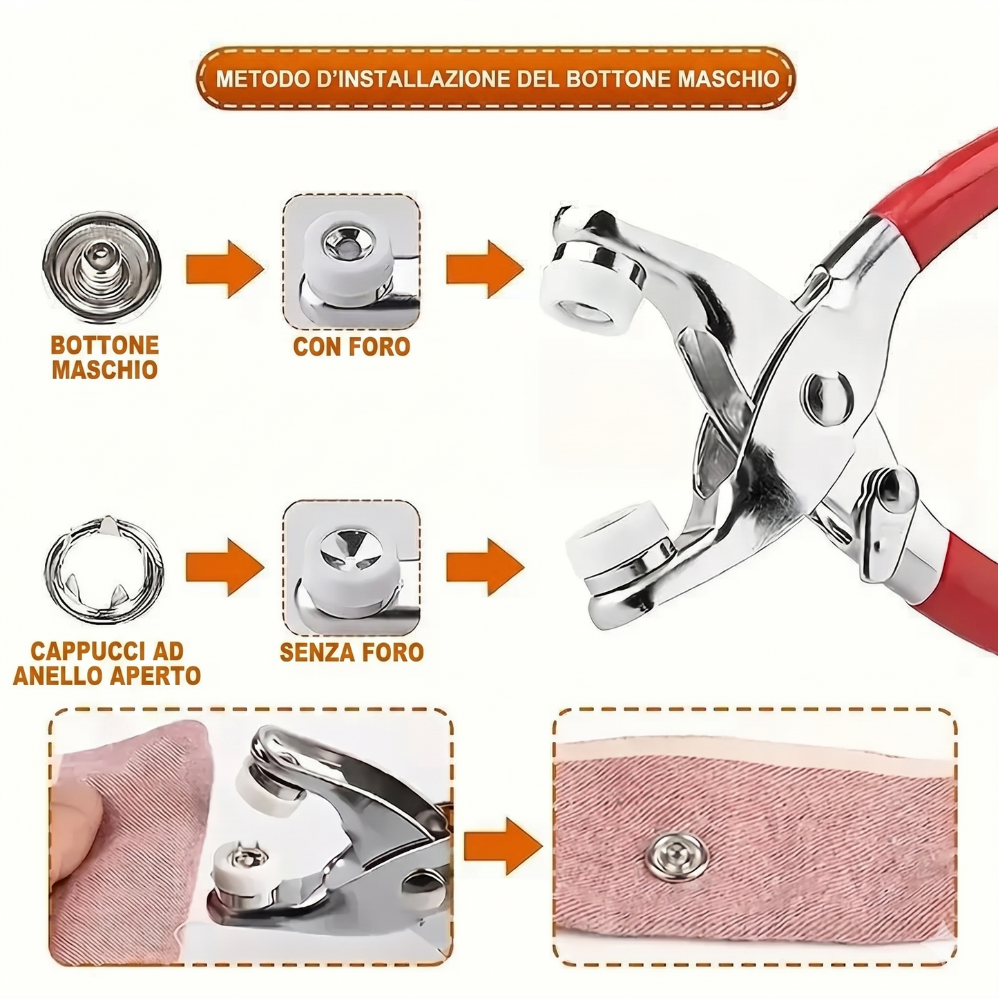 Accessori Cucito Completi Kit con 100 Fibbia Invisibili Colorate