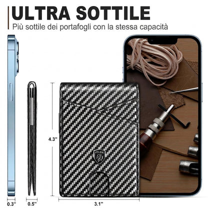 Portafoglio Uomo Slim Bifold Pelle Minimalista Antigraffio RFID
