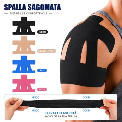 Confezione da 10 - Supporto Spalla Impermeabile con Tape Kinesiologico Pretagliato