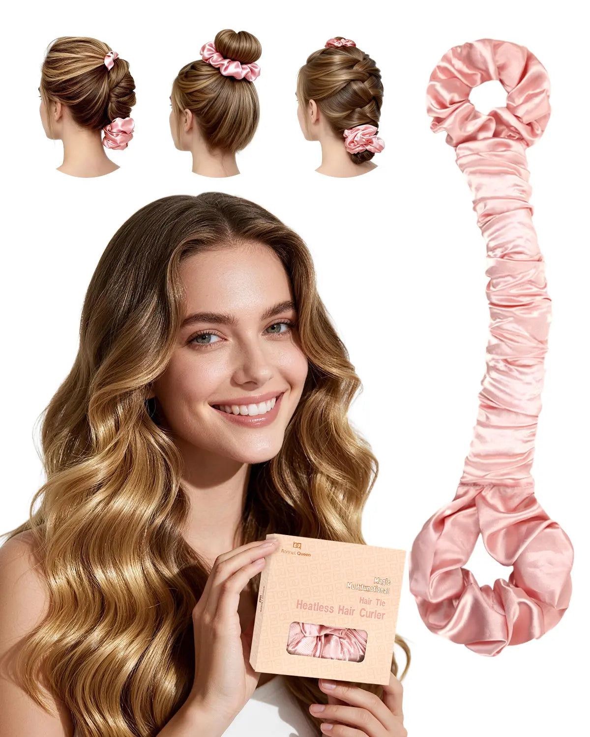 Bigodino Satinato Multiuso Per Capelli Grandi Con Scrunchie