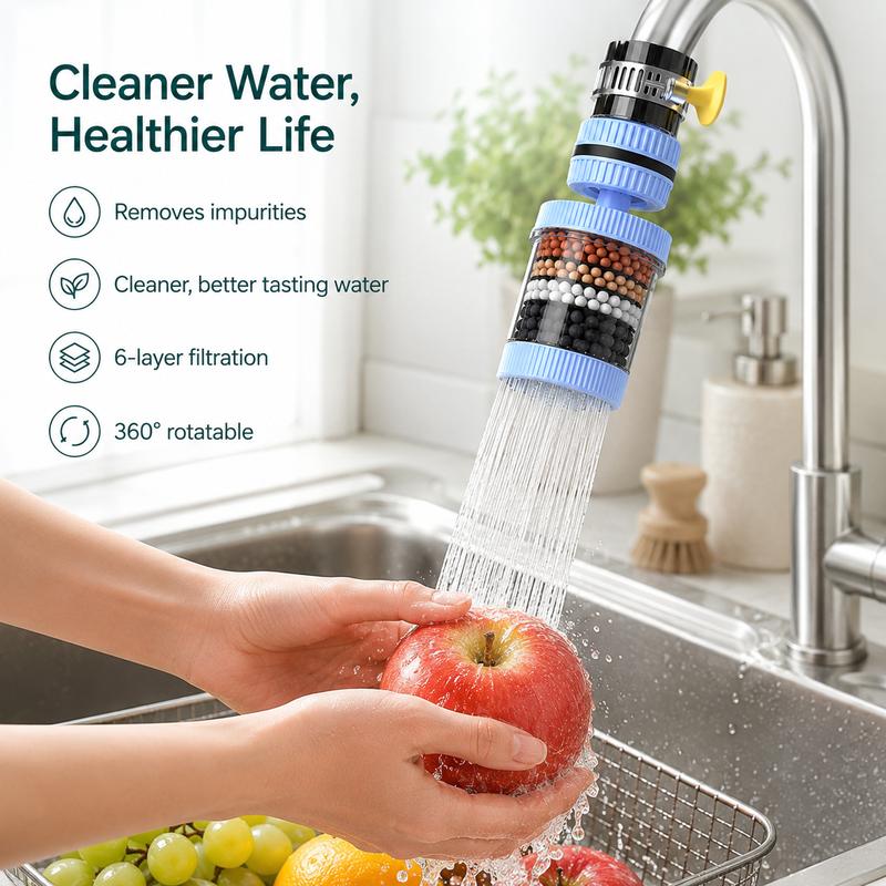 Filtraggio Acqua Pulita Filtro Rubinetto 6 Strati Girevole
