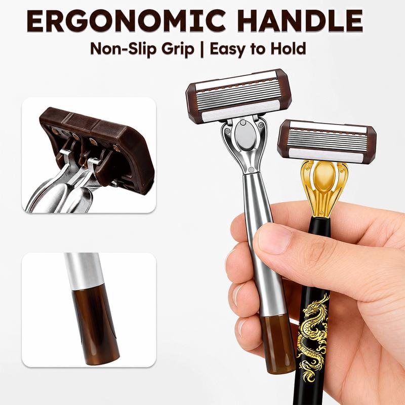 Rasoio Manuale Ergonomico in Acciaio con Lame Ipoallergeniche