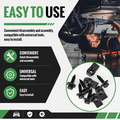 Kit Fissaggio Auto 50 Pezzi Bulloni e Clip Universali Neri