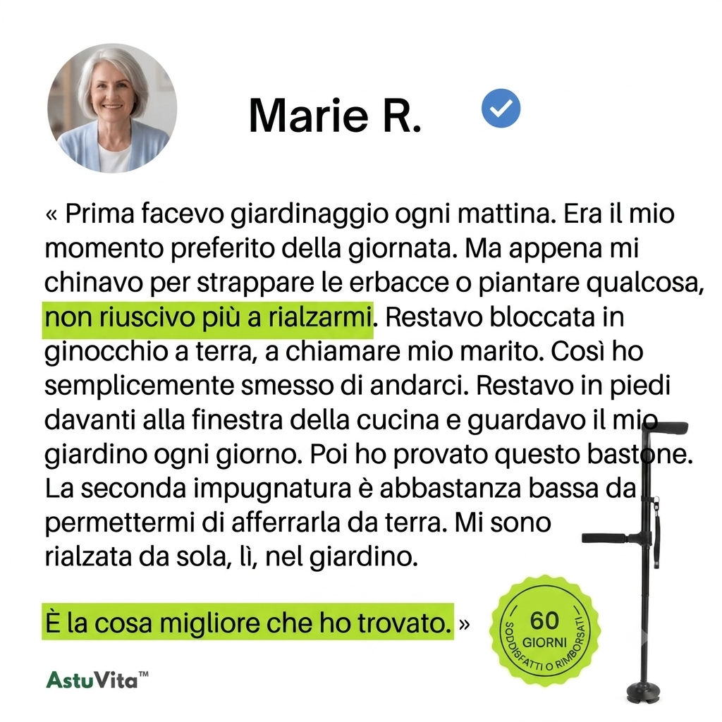 Il bastone che ti aiuta ad alzarti in piedi da solo e a camminare senza paura di cadere.