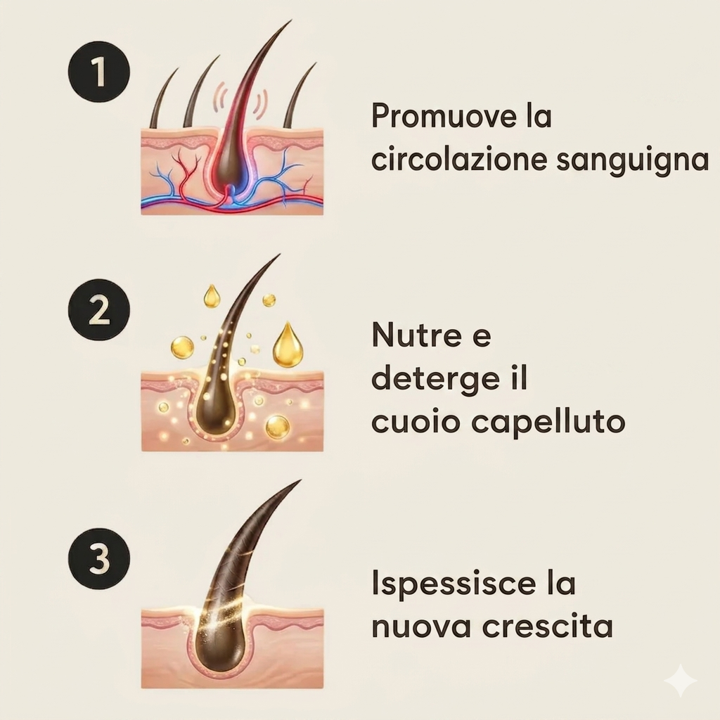 Olio vegano per capelli per una crescita rapida