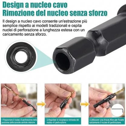 Foratura Precisa Set Punte Trapano Legno con Fermaprofondità