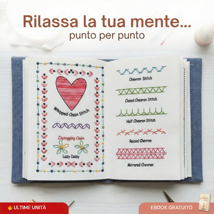 Libro di ricamo antistress: kit completo con oltre 60 disegni