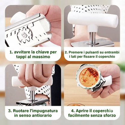 Confezione da 2 - Apertura Facile Apribarattoli in Acciaio Inox per Vasetti