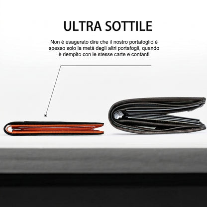 Portafoglio Uomo Slim Bifold Pelle Minimalista Antigraffio RFID