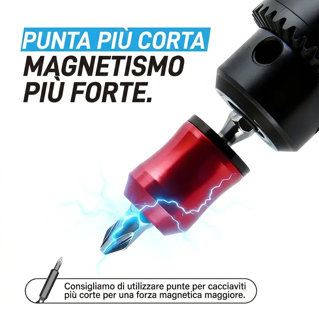 (Confezione da 2) - Anello magnetico universale per viti (6,35 mm / 1/4") – Massima forza di tenuta per punte da cacciavite e trapano