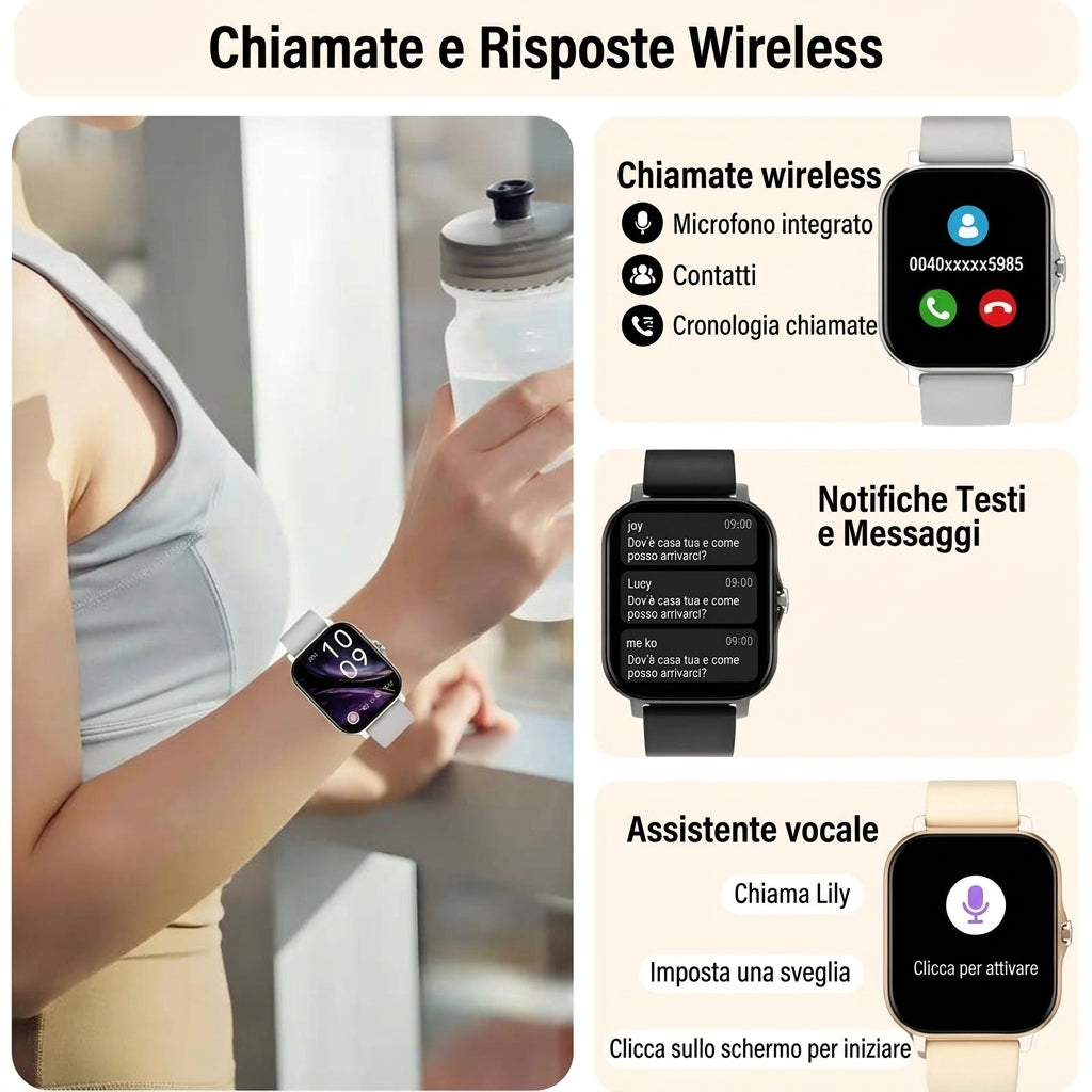 Monitoraggio Attività Smartwatch Touch Screen 1.83" IP68