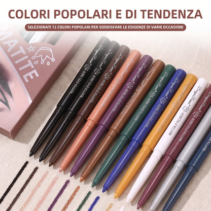 Colori Resistenti Matite Eyeliner Set 12 Colori Impermeabili