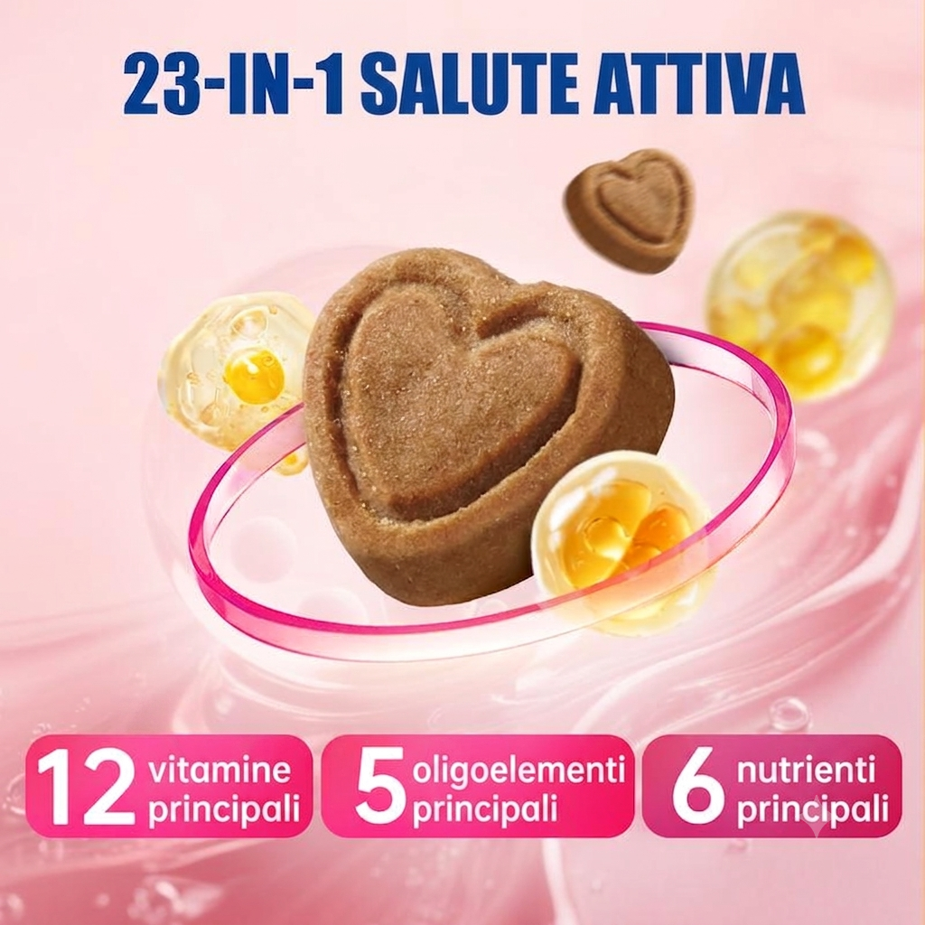 Supporto completo per gatti con multivitaminici 23 in 1 e taurina - 300 bocconcini