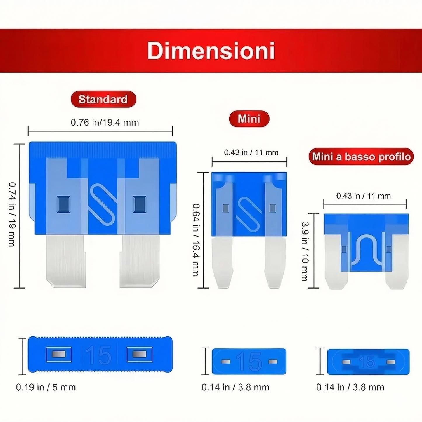Set assortito di 306 fusibili a lama per auto