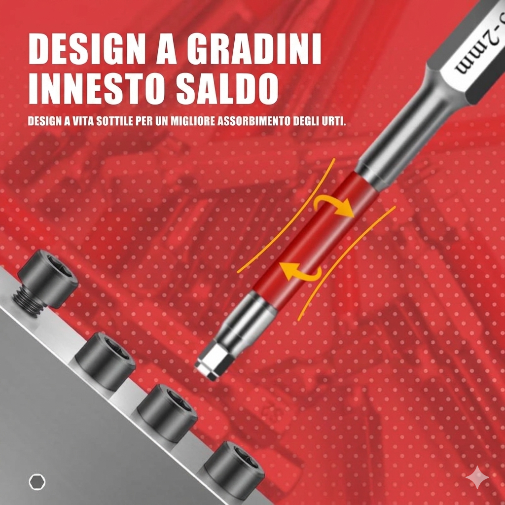 Set Cacciaviti Magnetici con Punta Esagonale per Viti Varie