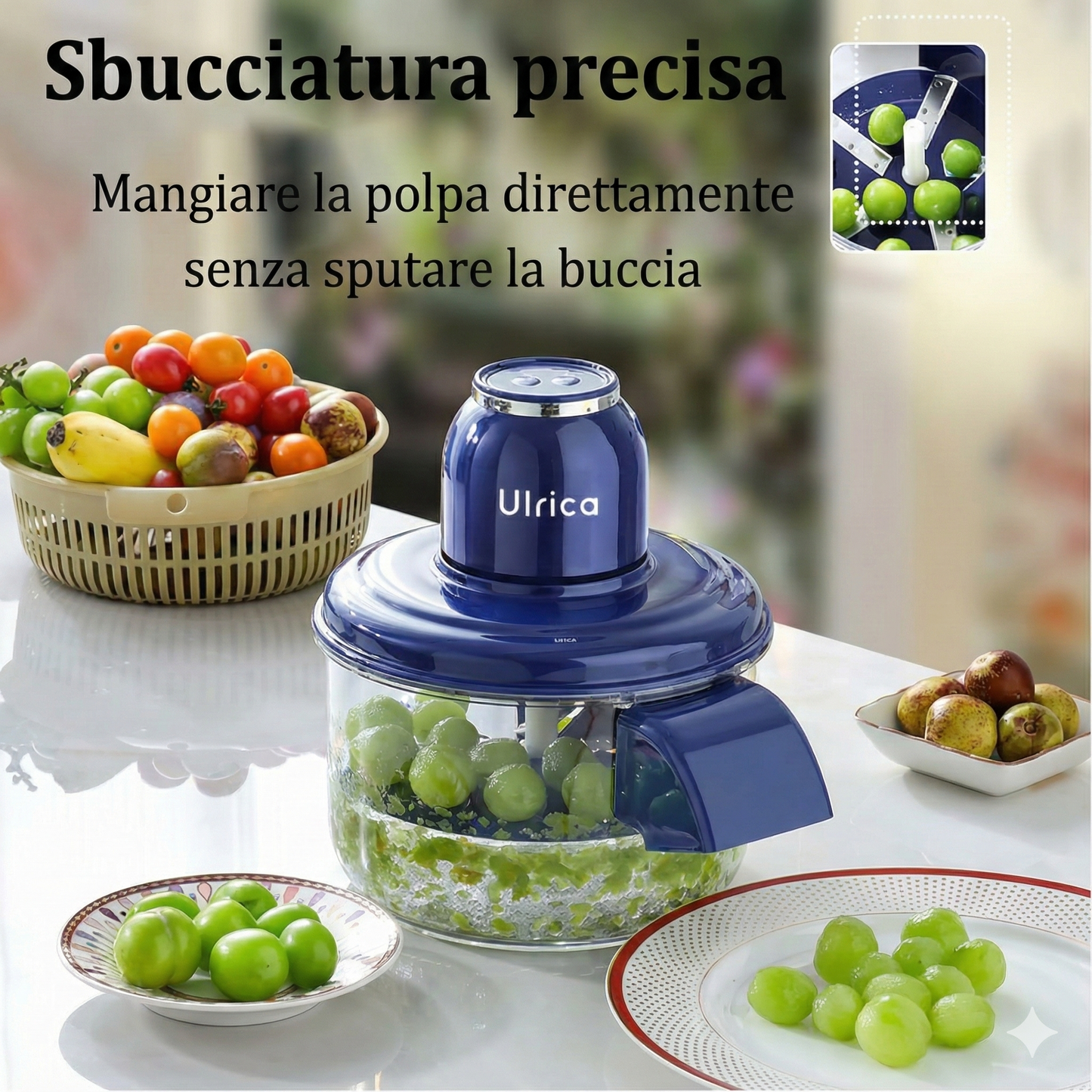 Pelapatate elettrico ricaricabile - Aglio e frutta