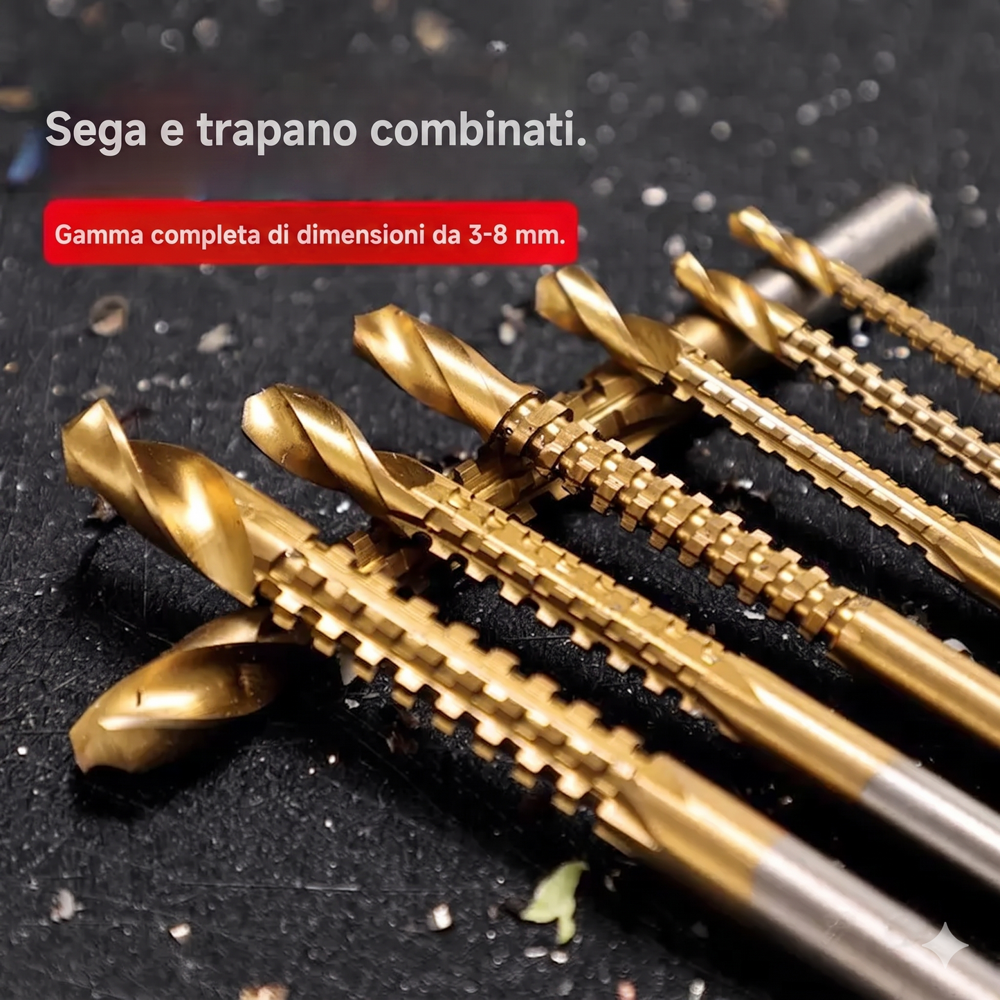 Confezione da 6 - Set Utensili in Acciaio Alta Velocità Titanio 6 Pezzi