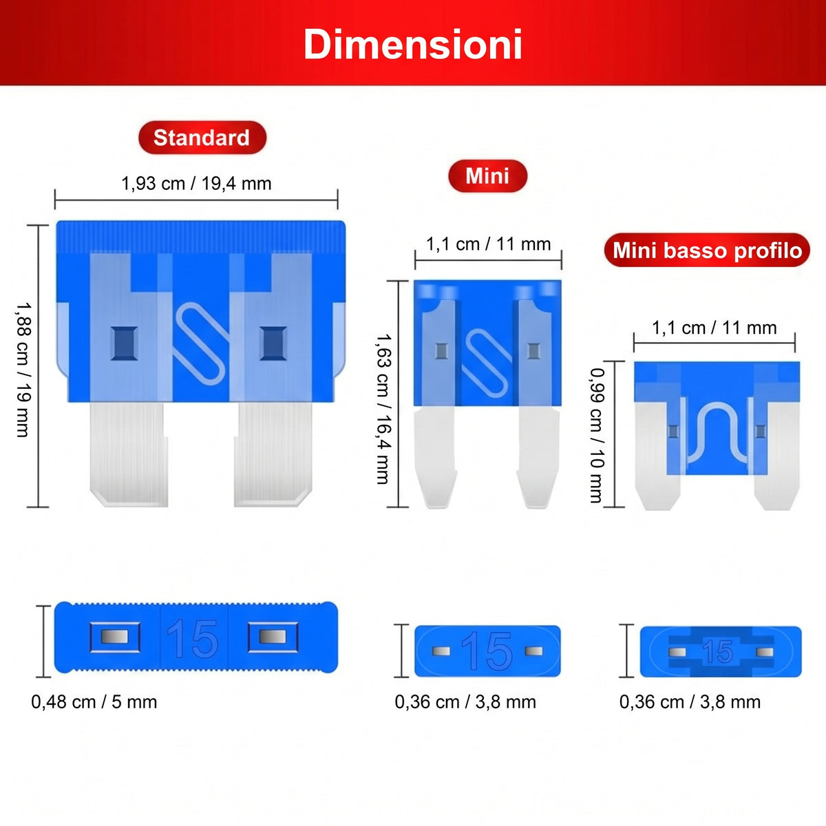 Protezione Sovraccarico Fusibili Auto Zincati Set Colorato 306 Pezzi