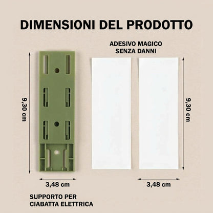 Confezione da 10 - Supporto Adesivo Per Prese E Organizer Cavi Da Scrivania