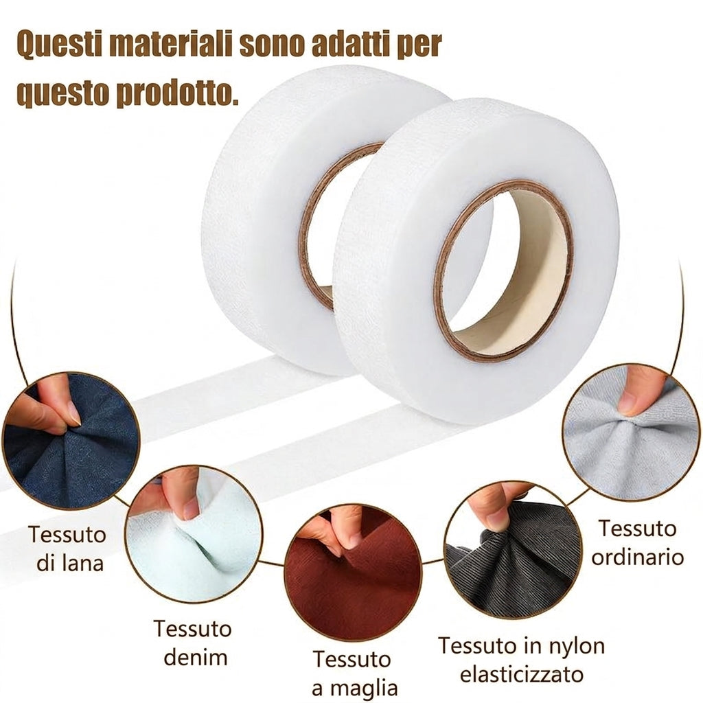 Adesivo Tessile Senza Cuciture Nastro Termoadesivo Bianco