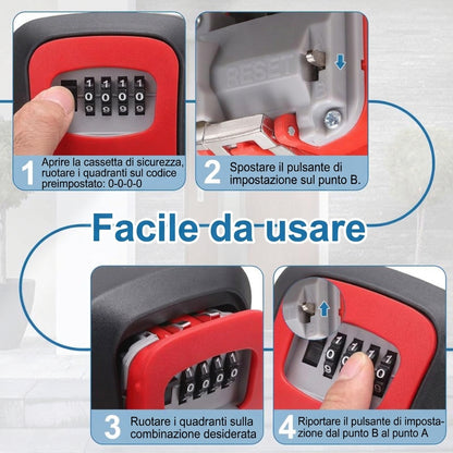 Sicurezza Chiavi Cassaforte Parete con Serratura 4 Cifre
