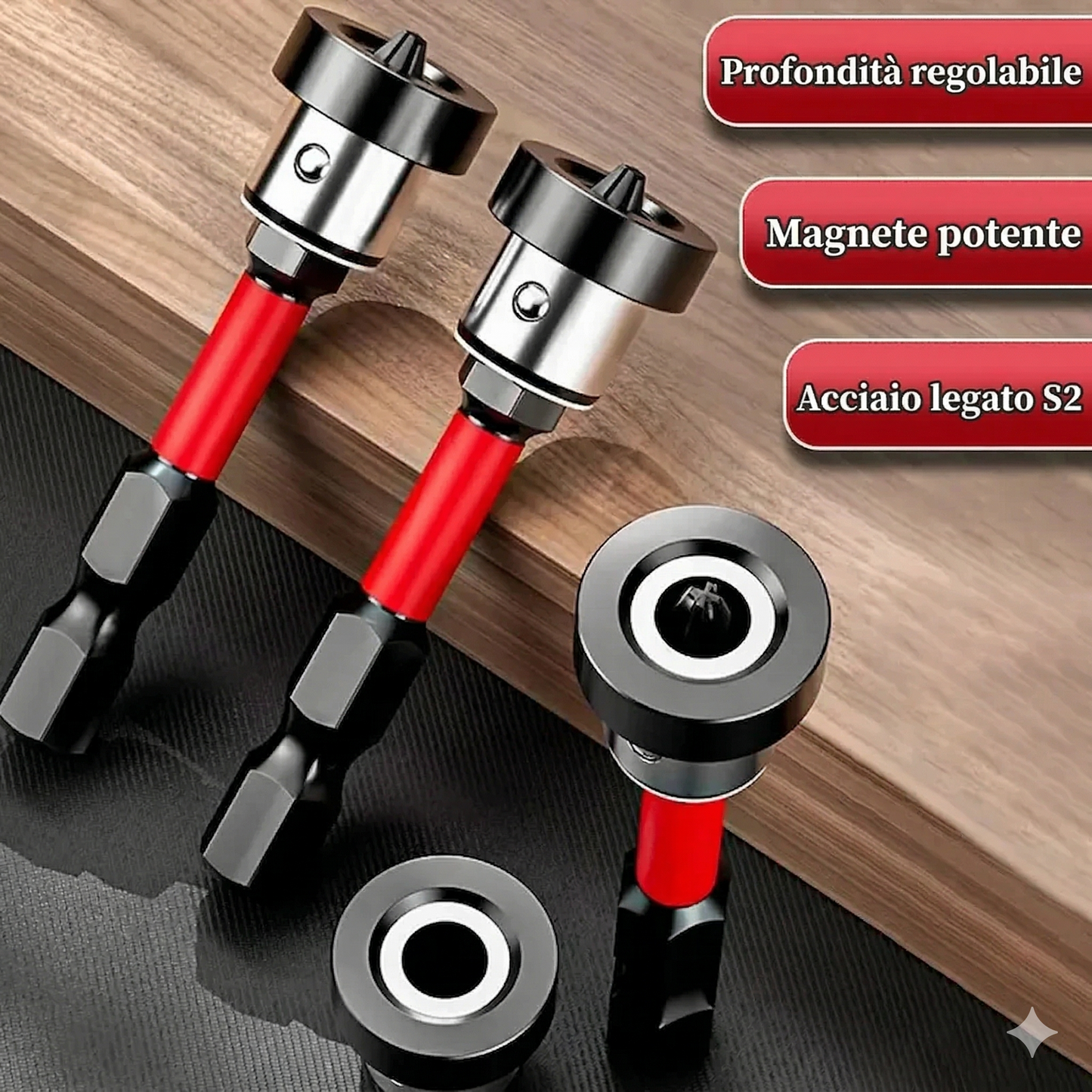 Set di 5 punte Pladur con arresto di profondità – PH2 magnetiche (0.64CM esagonale)