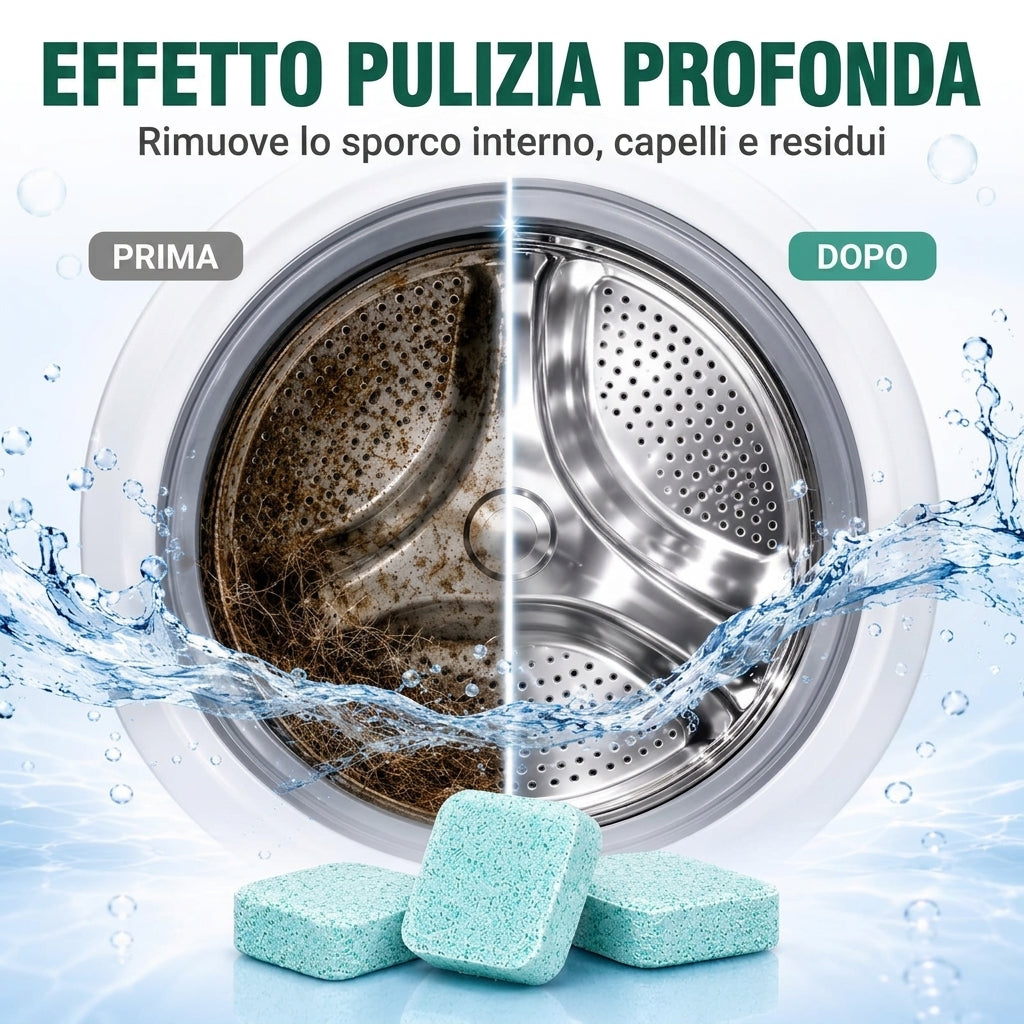Confezione da 12 - Neutralizza Odori Pulitore Lavatrice Pet-Friendly 12 Compresse