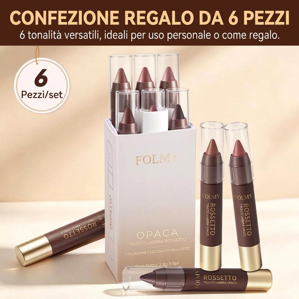 Lunga Durata Rossetto Opaco Set 6 Pezzi Resistente All’Acqua