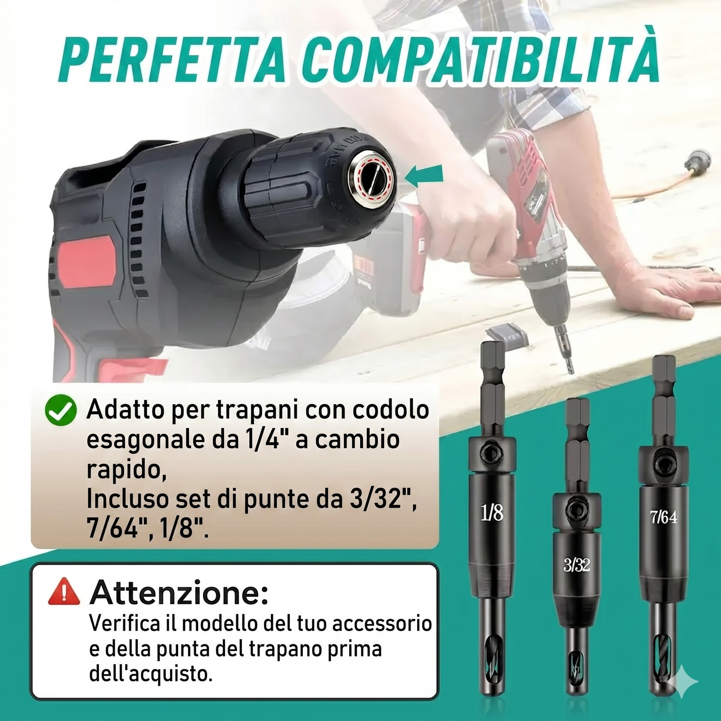 Alta Precisione Set Punte Trapano Auto-Centranti Acciaio Duro